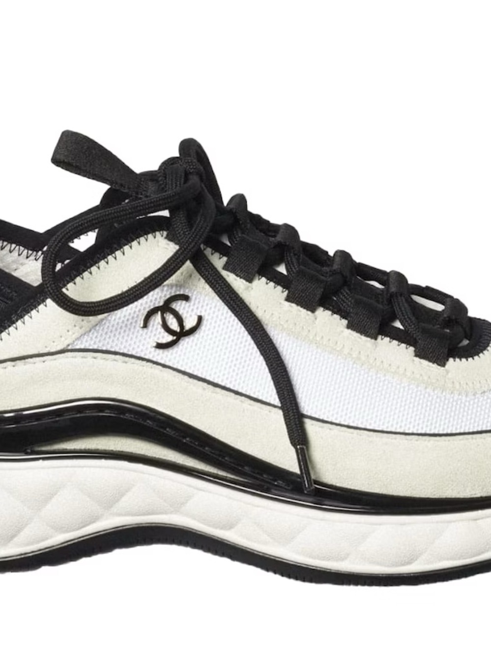 CHANEL White Black CC Logo Low Top Sneakers Trainers Size 38 EU / US 7.5-8